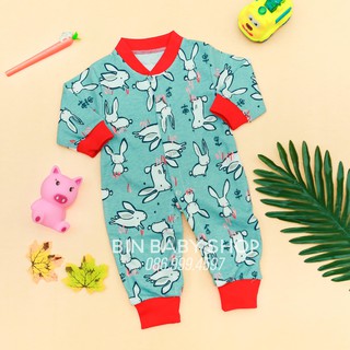 Body dài tay cotton cho bé - xanh thỏ trắng