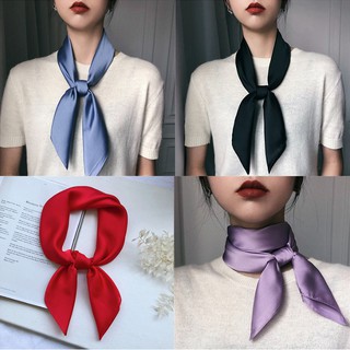 Khăn lụa vuông 70 trơn màu quàng cổ quấn tóc làm áo yếm xinh
