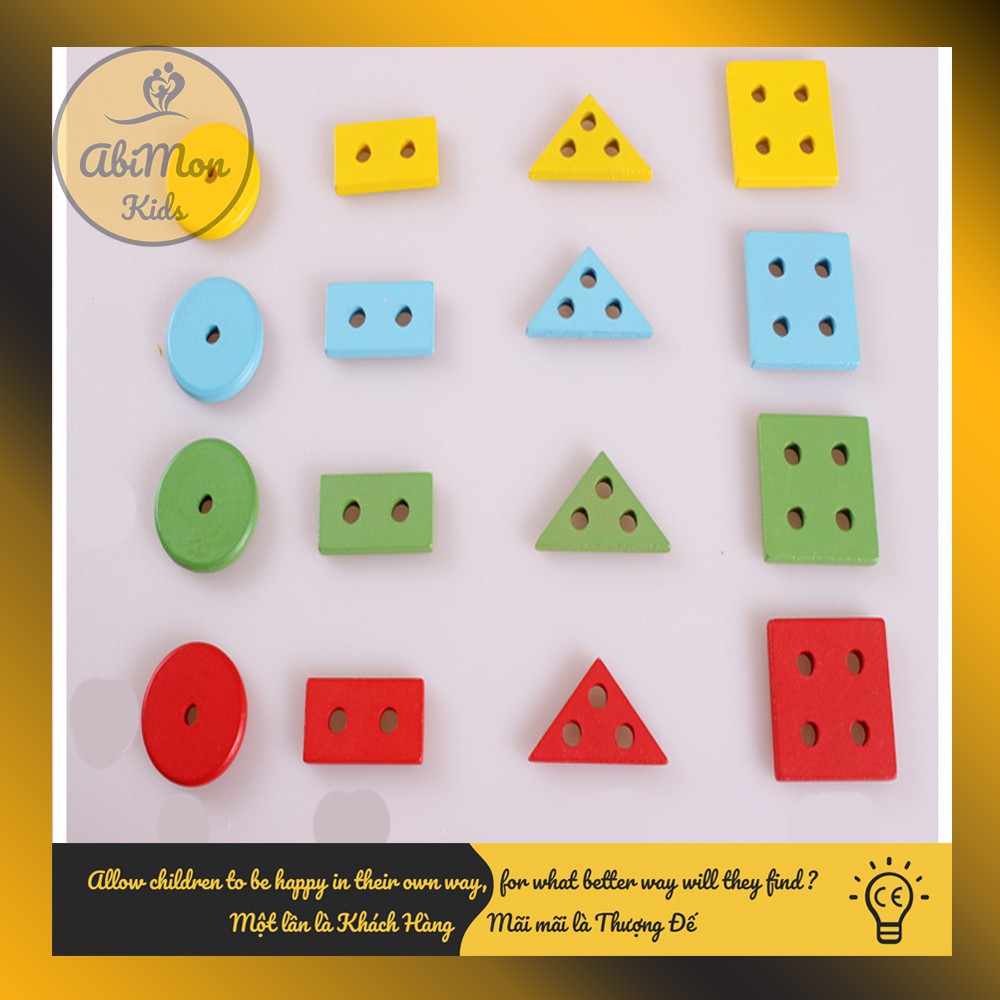 Tàu Hỏa Kéo Gỗ Thả Hình Khối Cho Bé ☘️ Montessori cao cấp ✨ (Đồ chơi Gỗ - Đồ chơi Giáo Dục - An toàn - Thông minh)