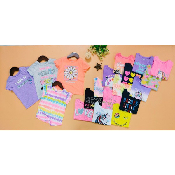 [Size 3-24M] Áo thun bé gái xuất dư sơ sinh đến 2 tuổi áo bé gái ngắn tay 3kg-12kg - 3M 6M 9M 12M 18M 2T AGG AGS