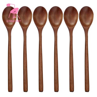 Bộ 6 Muỗng Gỗ Cán Dài Kiểu Nhật