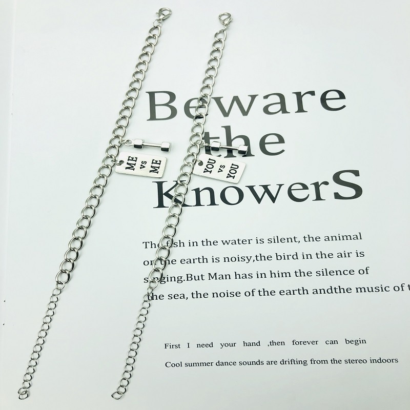 Vòng Tay Hình Quả Tạ Bằng Thép Không Gỉ Phong Cách Retro Cho Nam Nữ