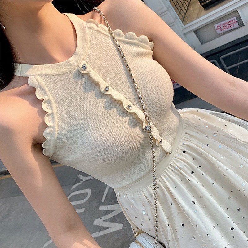 [Mã FAMAYWA giảm 10K đơn 50K] Áo Tank Top phối nút thiết kế nữ tính thanh lịch | BigBuy360 - bigbuy360.vn