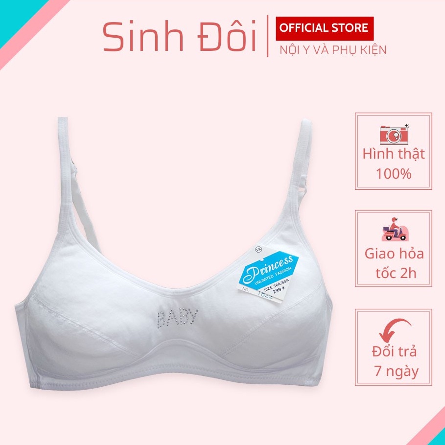 Áo ngực không gọng nữ chất cotton mút mỏng mềm mịn thấm hút mồ hôi cho học sinh cấp 2, cấp 3 size 32