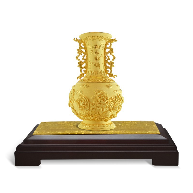 Quà tặng phong thủy mạ vàng Bình Hoa Phú Quý DOJI WRJ003 mang lại may mắn, tài lộc, tích trữ, bảo toàn tài sản