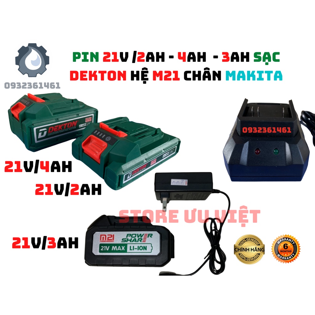 PIN SẠC 21V 2AH 3AH 4AH M21 DEKTON DÙNG CHO MÁY CHÂN PIN PHỔ THÔNG MAKITA M21 GIA TỐT