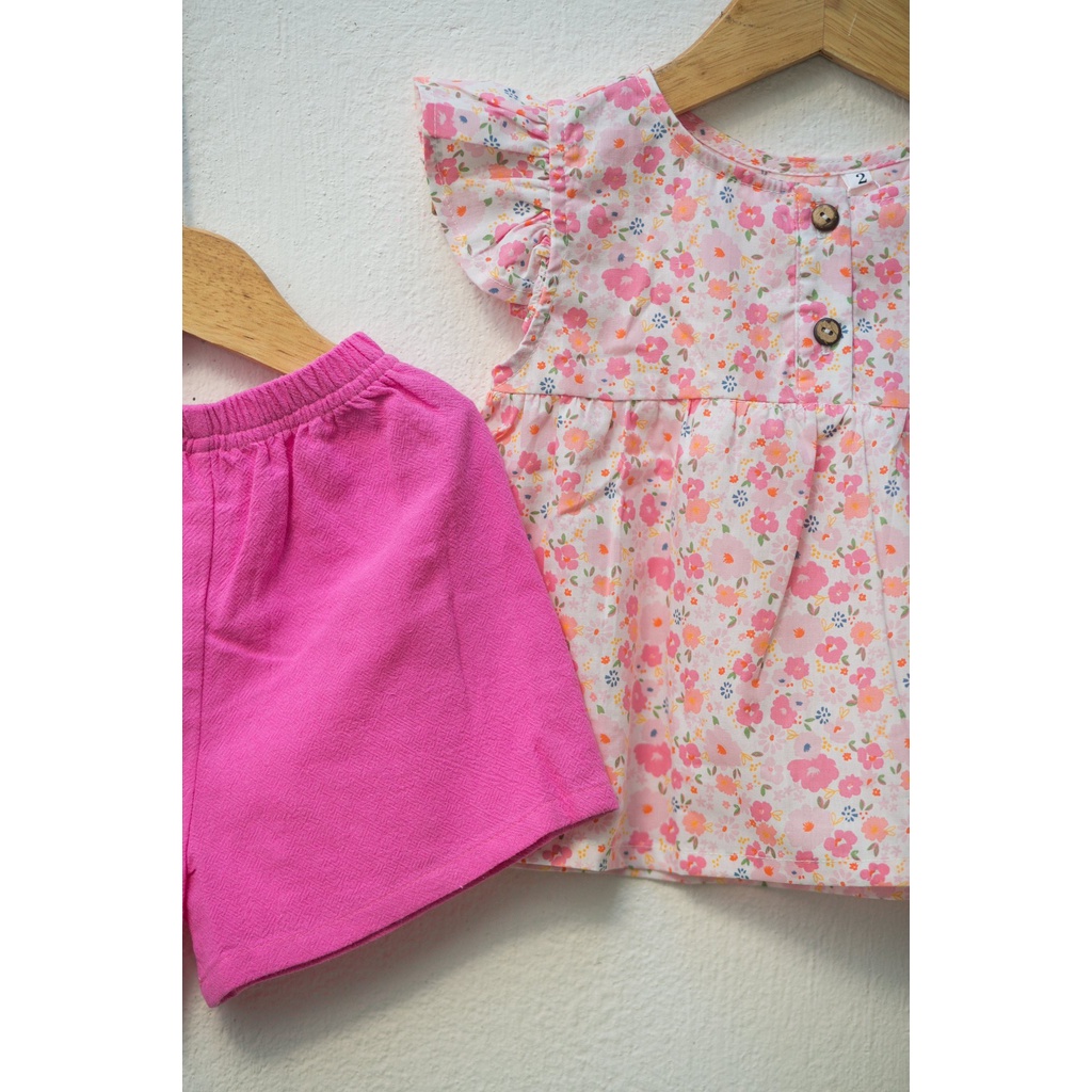 Set đồ cho bé gái cánh tiên phối hoa thiết kế đơn giản chất liệu linen cotton cho bé từ 1 2 3 4 5 6 7 8 9 tuổi Chutbaby