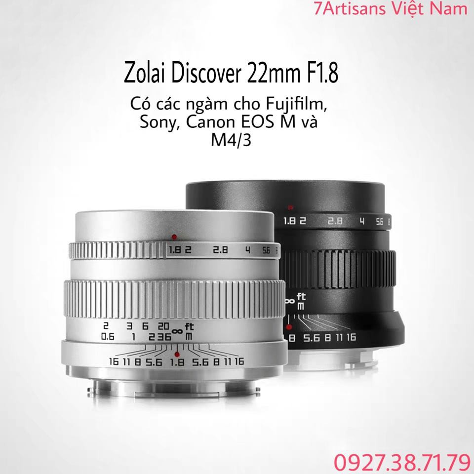 (CÓ SẴN) Ống kính Zonlai Discover 22mm F1.8 có các ngàm cho Fujifilm, Sony, Canon EOS M và M4/3