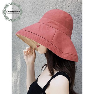 Nón Bucket nữ phong cách Hàn Quốc vành rộng chống nắng đội 2 mặt