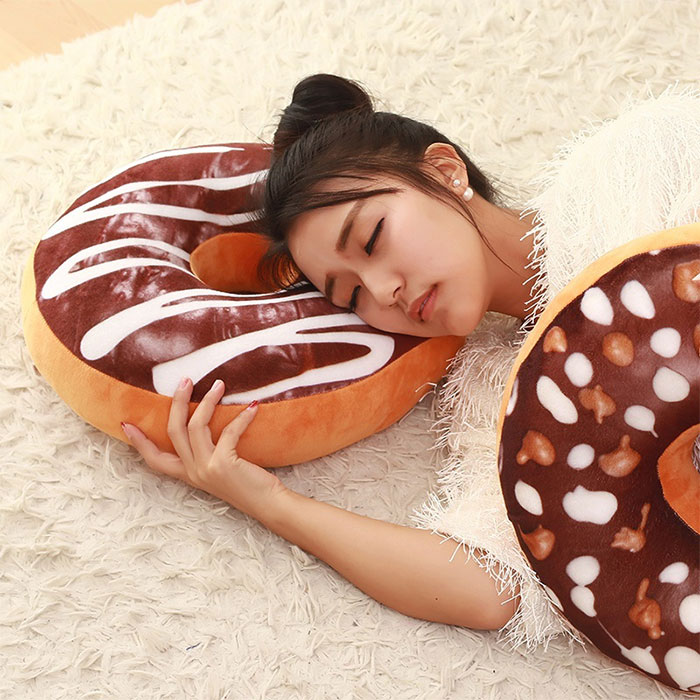 1 Gối Kê Cổ Hình Bánh Donut Hoạt Hình Thoáng Khí Linh Hoạt