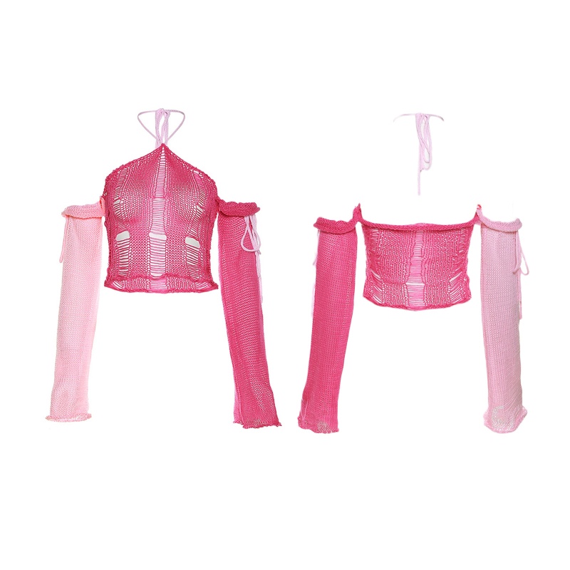 Áo Sweater Croptop Dệt Kim Tay Dài Kiểu Harajuku Đường Phố Cá Tính Cho Nữ