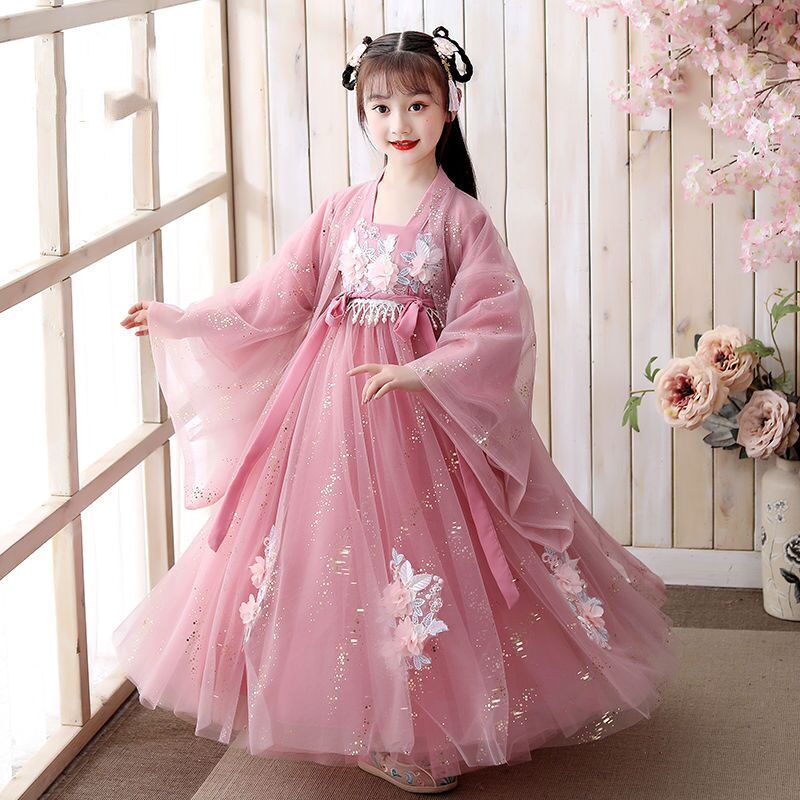 Bộ Hán Phục Tay Dài Phong Cách Trung Hoa Cổ Điển Thời Trang Mùa Thu Cho Bé Gái