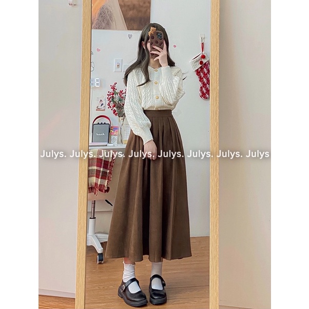 Chân váy xếp li dáng dài vintage mã 22001 (ảnh thật shop chụp kèm video) | BigBuy360 - bigbuy360.vn