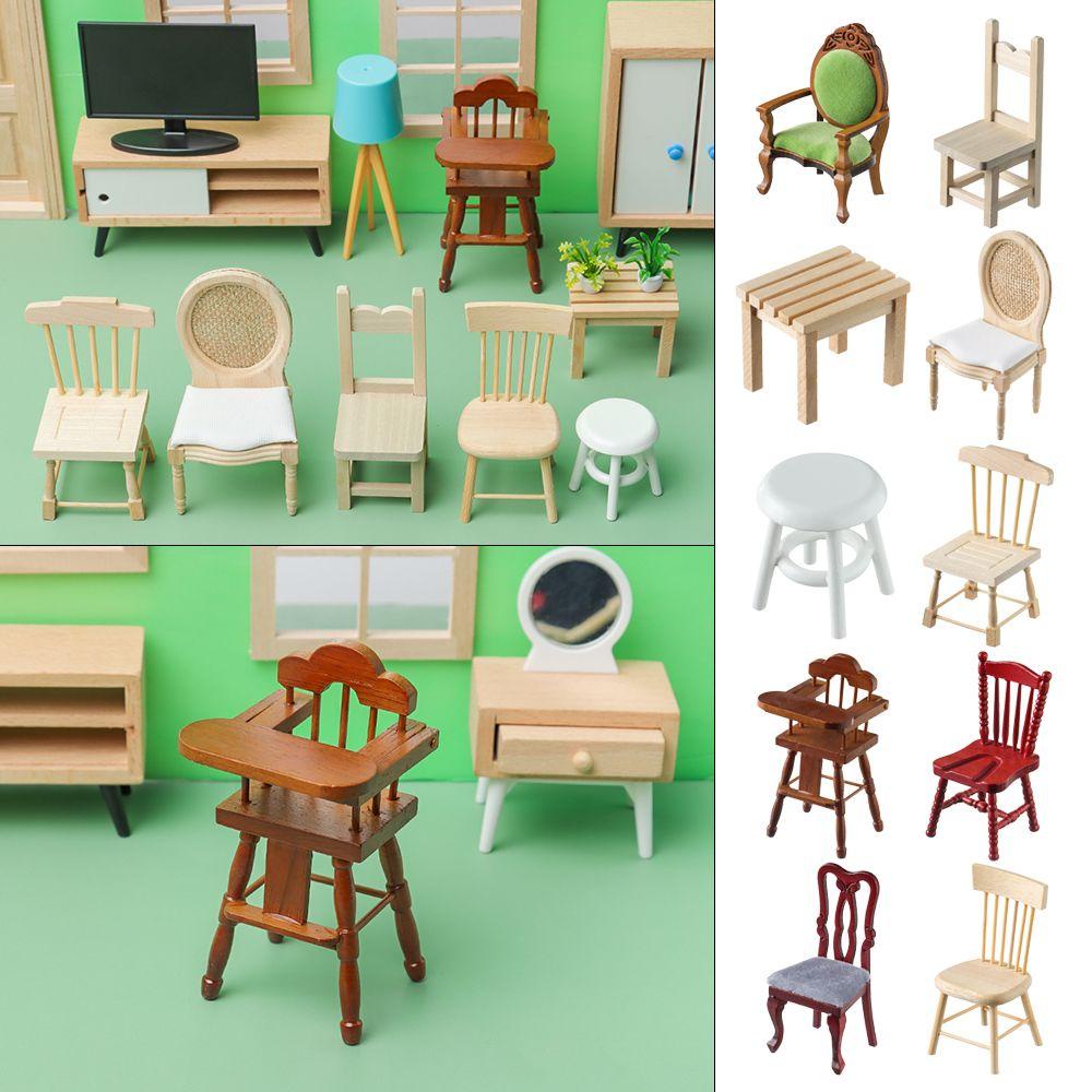 LAYOR1 Mô Hình Ghế Gỗ Mini Trang Trí Nhà Búp Bê