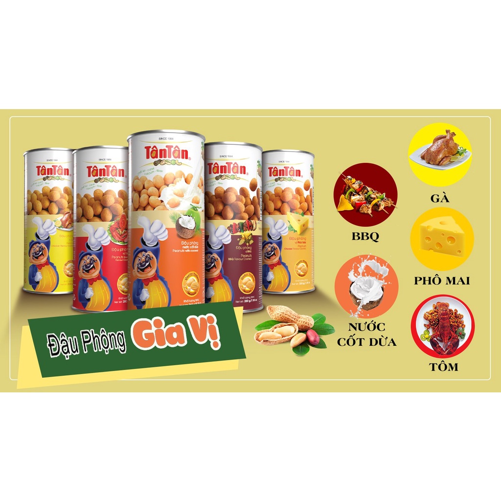 Đậu phộng Tân Tân vị tôm/ BBQ gói tiện lợi 60gr