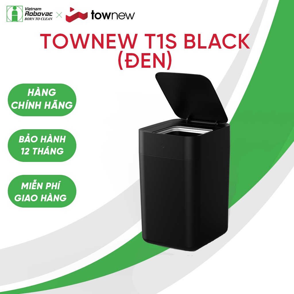 Thùng rác thông minh TOWNEW T1S(Black) - Tự động hàn túi, thay túi rác - BẢN QUỐC TẾ- BH 12 tháng