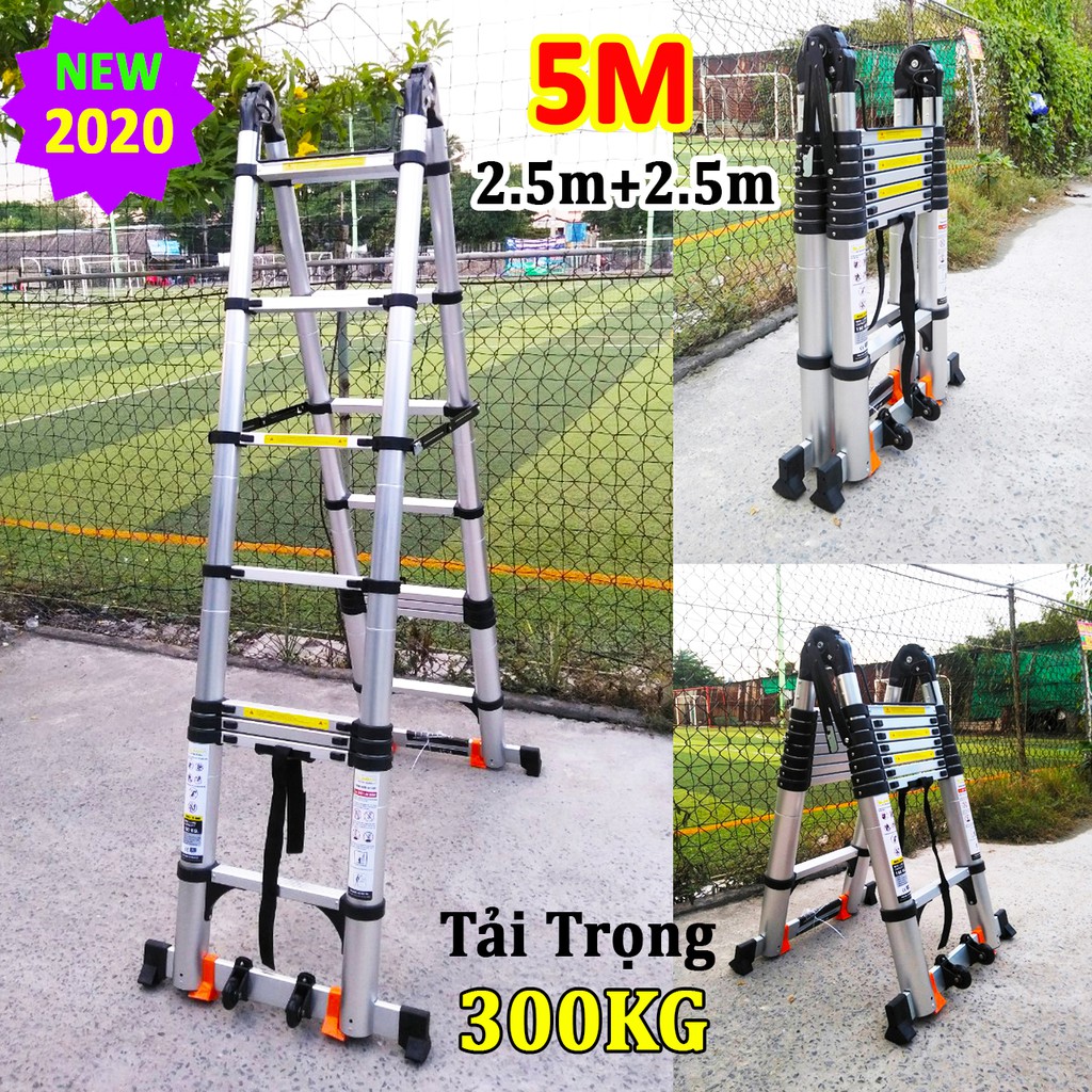 Thang nhôm rút đôi chữ A 5M (2.5m+2.5m) Sumika SK500D NEW