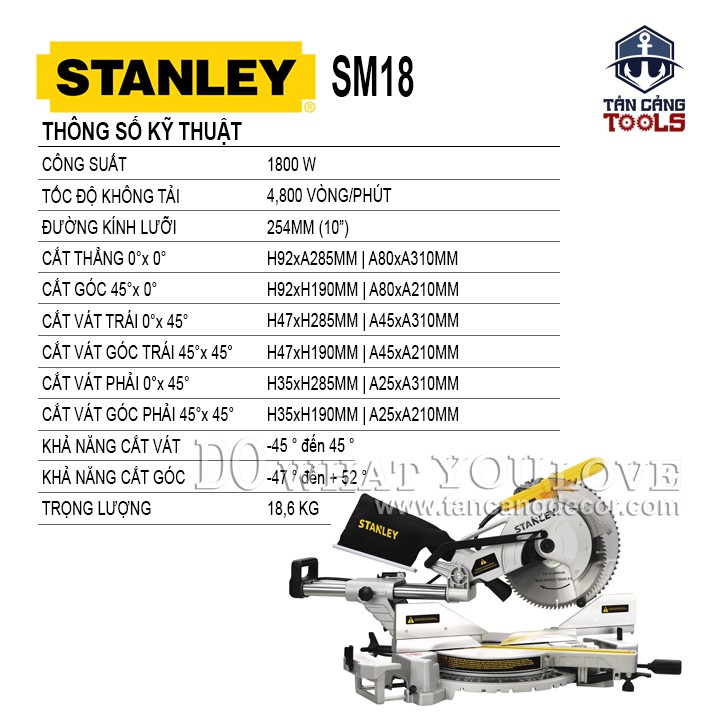 Máy Cưa Cắt Đa Góc Trục Trượt Stanley SM18