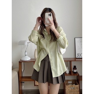 [Ảnh thật] Áo sơ mi đuôi tôm túi đính cúc