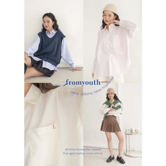 Áo sơ mi vải thô thêu chữ Fromyouth - Basic Shirt