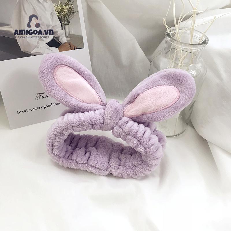 Băng Đô Rửa Mặt Trang Điểm Thiết Kế Thắt Nút Hình Tai Thỏ Đơn Giản