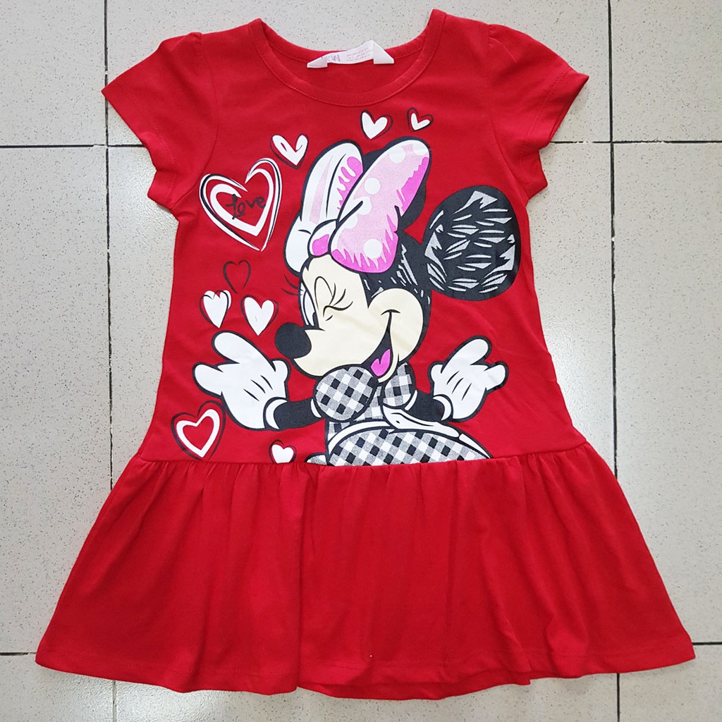 Đầm thun cotton hoạt hình chuôt mickey dễ thương cho bé gái
