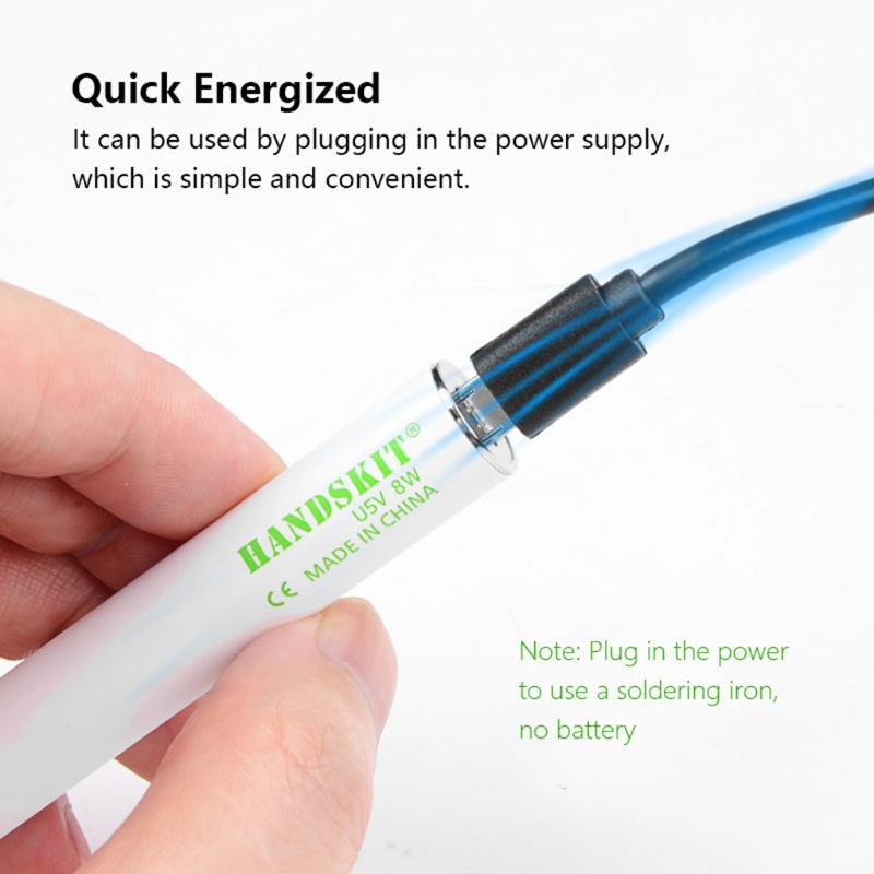 Bộ dụng cụ hàn sắt điện mini 5V 8W cấp nguồn bằng cổng USB kèm đế hàn và dây thiếc