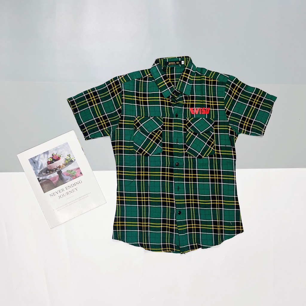 Áo Sơ Mi Nam Tay Ngắn Caro Nỉ Envisu Không Nóng Thấm Hút Mồ Hôi HÌNH THẬT, CÓ VIDEO