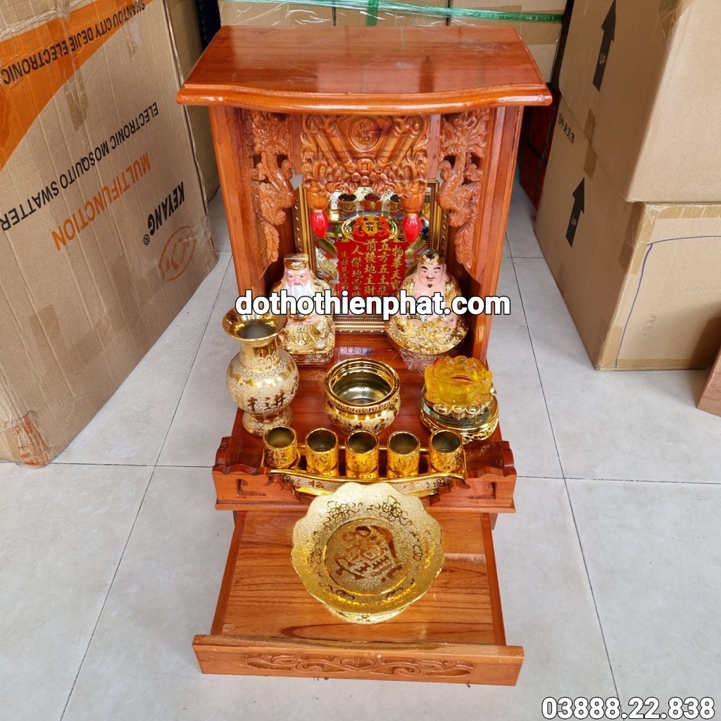 COMBO 7 Sản phẩm Bộ bàn thờ gỗ xoan ngang 35cm
