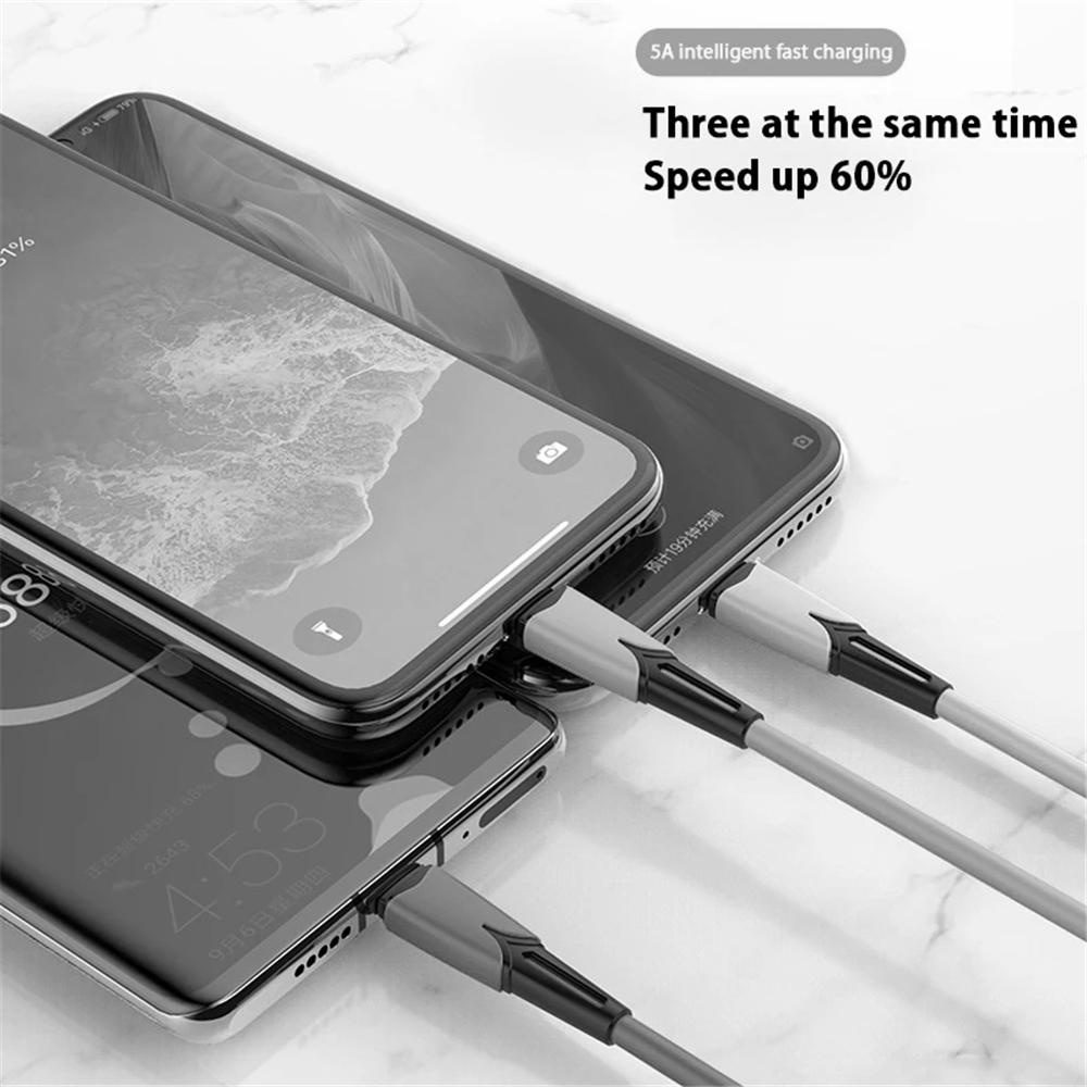 Dây Cáp Sạc Nhanh 3 Trong 1 USB Sang Type-C / Micro Type-C Cho IOS