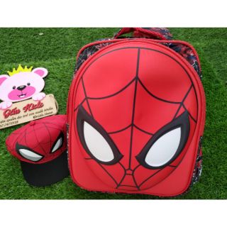 Combo balo và mũ spider man bé trai