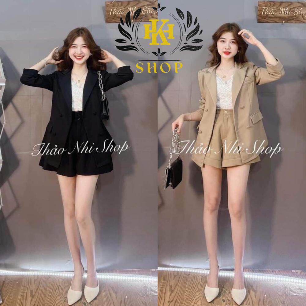 Set Vest Nữ - Áo vest dài tay mix quần short cạp cao tôn dáng trẻ trung năng động, Chất vải kaki mềm HK Shop9720