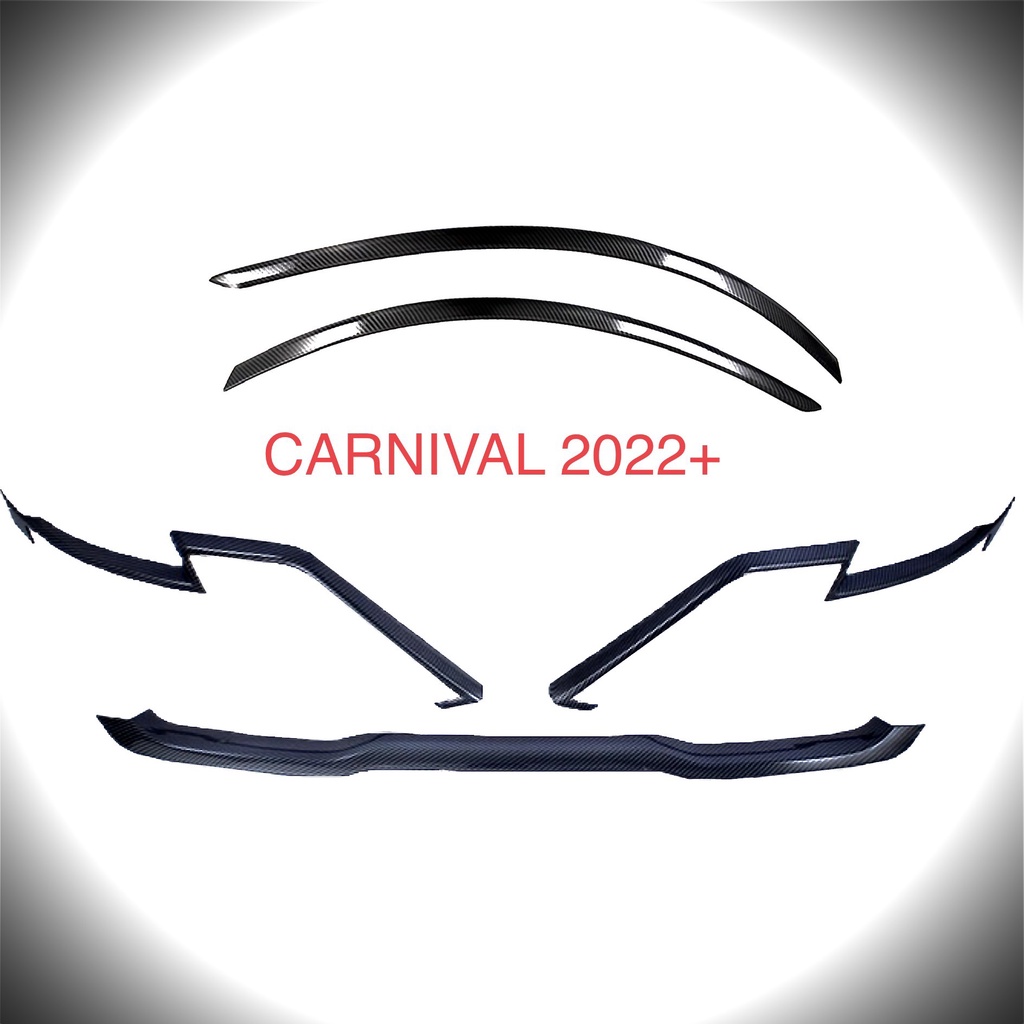 Bộ ốp viền đèn pha + viền ca lăng, calang carbon xe KIA Carnival 2021- 2022 nhựa ABS vân Cacbon cao cấp