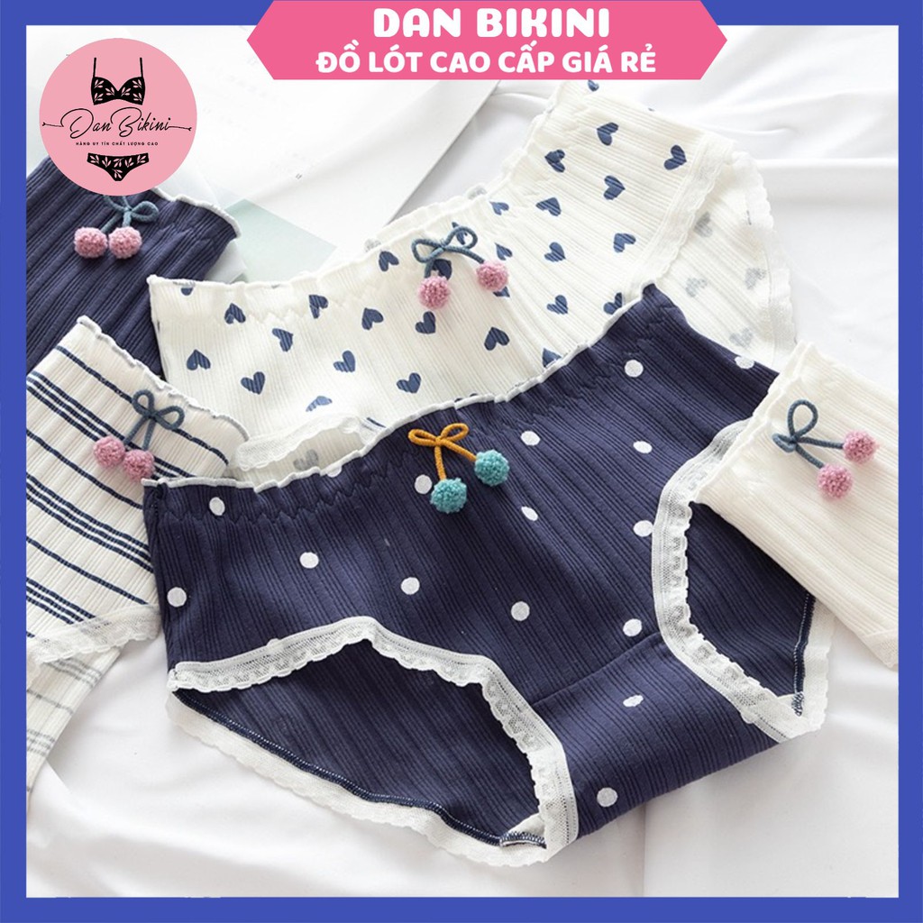 QUẦN LÓT NỮ ❤️FREESHIP❤️ Quần lót Nữ Cotton gân tăm tông xanh cạp bèo dễ thương mẫu 1788