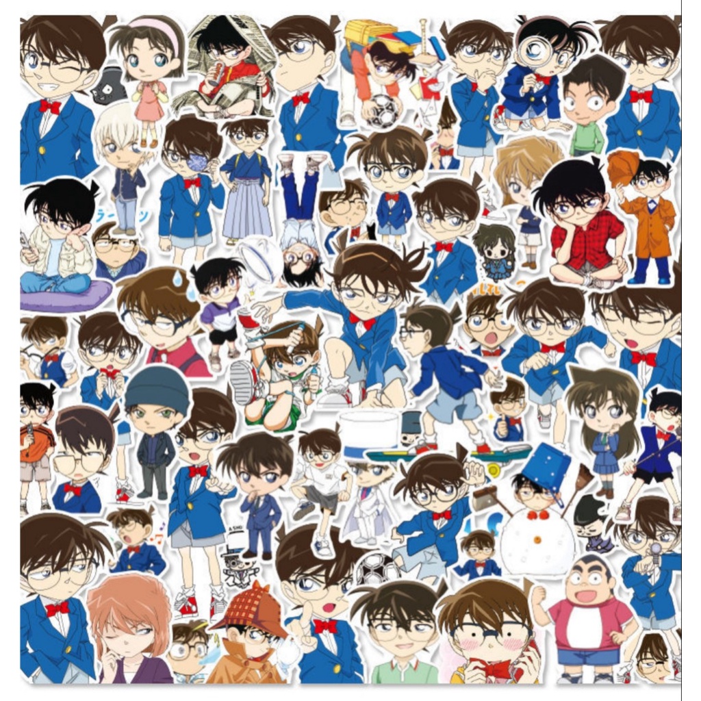 Bộ 50 Sticker Conan - Miếng dán decal chống nước hình dán Conan Kaito Kid Ran Mori Haibara STK15