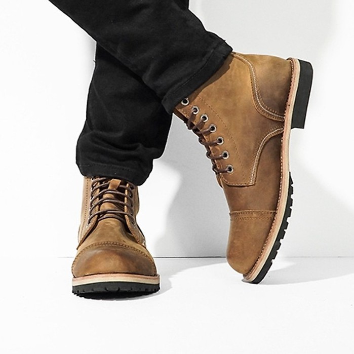 Giày bốt Nam cổ cao da bò - Boots nam cao cổ cao cấp - Giày boot nam tăng chiều cao da bò