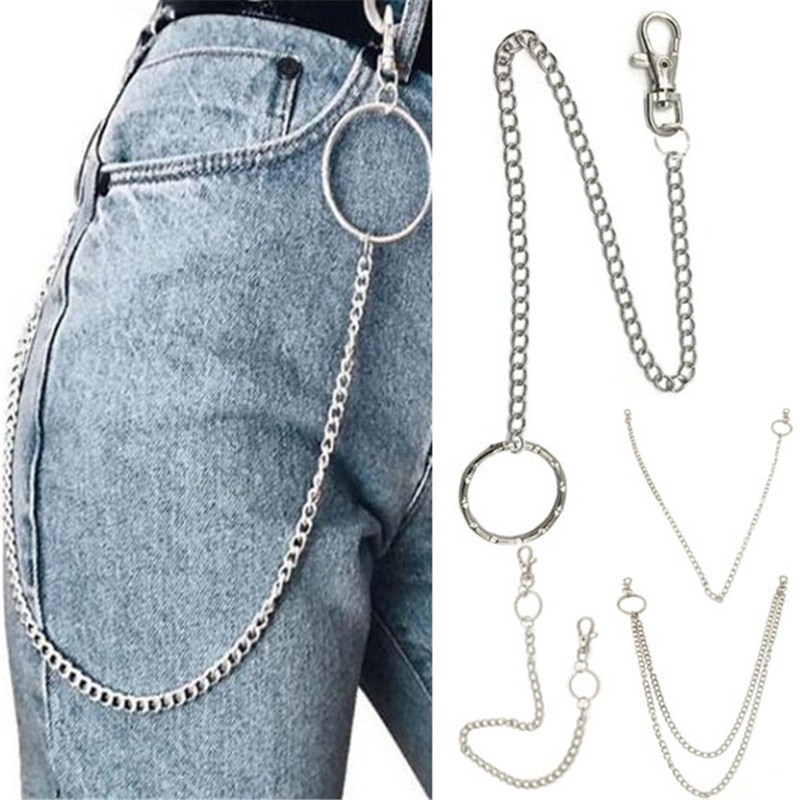 Móc khóa kim loại dạng quần jeans phong cách Rock