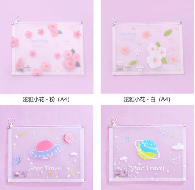 Túi zip A4 , bìa đựng hồ sơ chống nước hình dễ thương