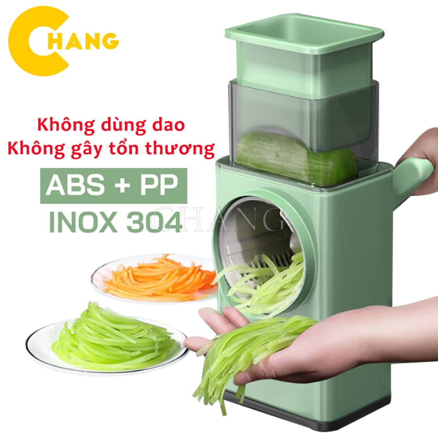Máy Thái Lát , Bào Sợi, Xắt Lát Rau Củ Đa Năng Kèm 6 Lưỡi Dao Cắt - Thái Lát Bào Cắt Củ Quả