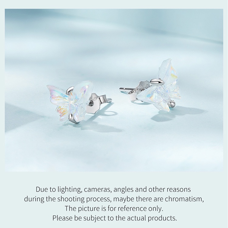 Bông tai nữ BAMOER bạc 925 hình cái nơ nhiều màu sắc