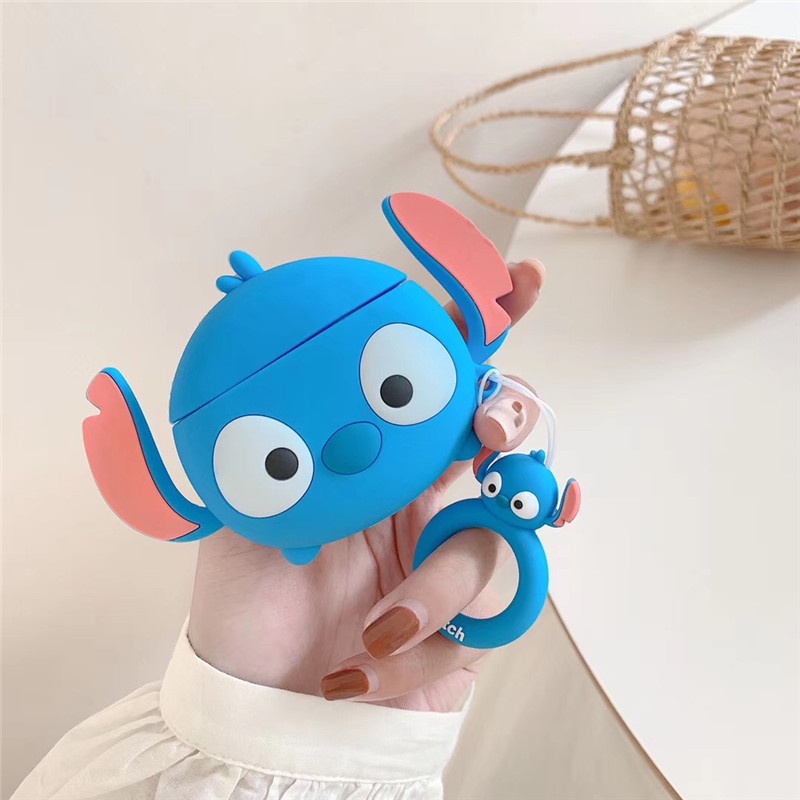 Vỏ Bảo Vệ Hộp Sạc Tai Nghe Airpods 3 4 3 Pro Hình Cậu Bé Stitch Màu Xanh Lá Dễ Thương Ốp