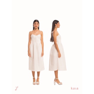 Kaia | đầm xếp li vai thắt nơ - gardenia midi dress