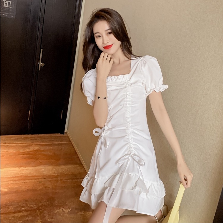 Đầm PERTY dáng ngắn chiết eo phong cách Hàn Quốc thời trang mùa hè quyến rũ dành cho nữ