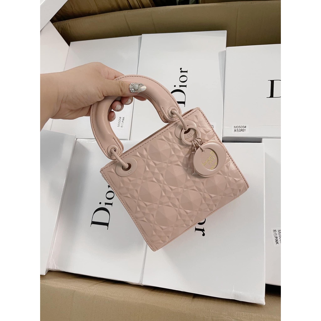 Túi xách nữ Di-orr La. dy vân kim cương full box size 19
