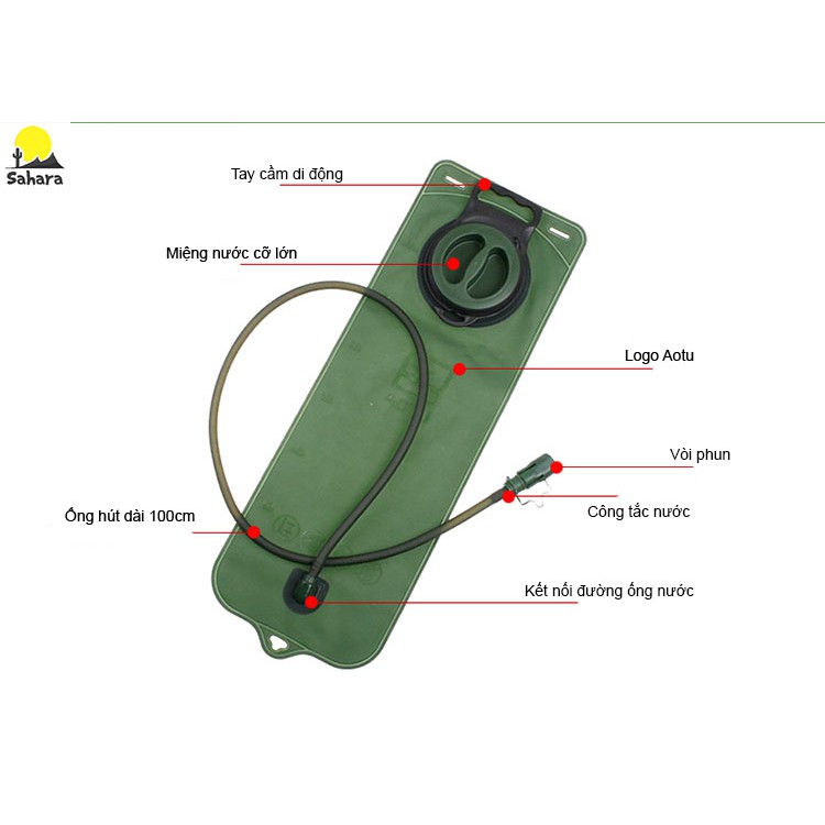 Túi đựng nước thể thao xe đạp leo núi AOTU loại 2-3 lít