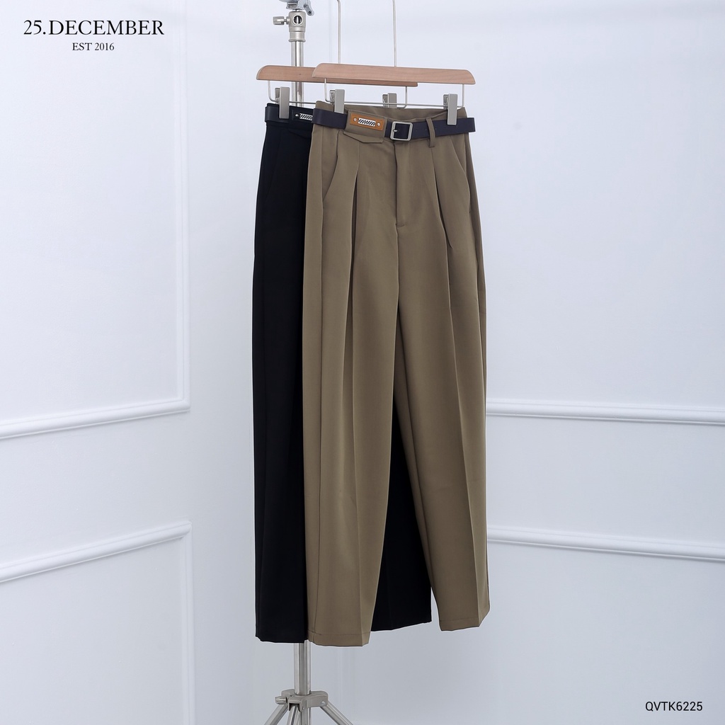 Quần vải nam dáng xuông rộng, chất cotton dầy dặn, kèm dây lưng - 25.December QVTK6225