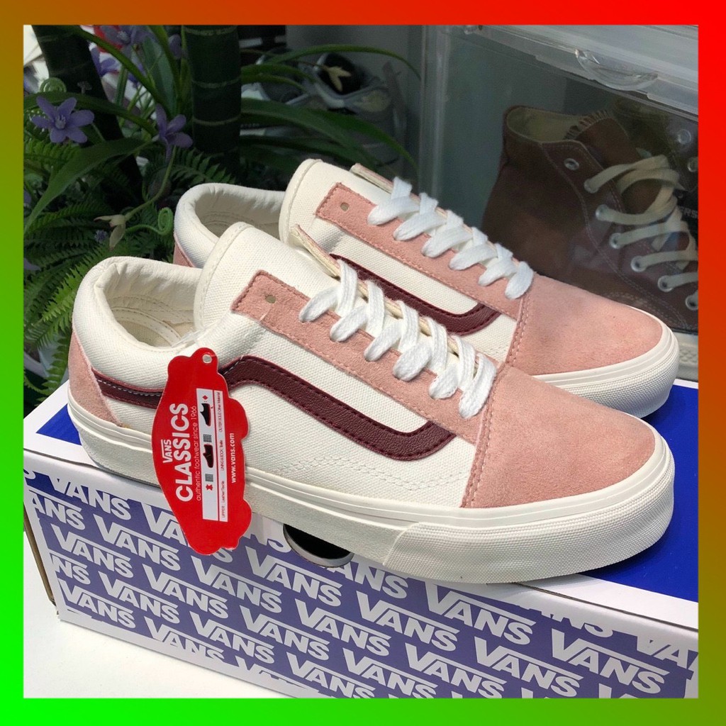 [ van trắng viền hồng ] Giày thể thao và sneakers vans trắng viền hồng