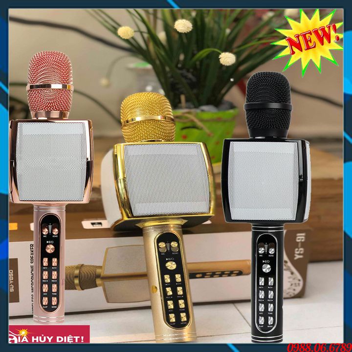 Míc Karaoke Cao Cấp YS91⚡FREE SHIP⚡có Nút ghi âm, phát đoạn đã ghi âm - Nút chỉnh Tone để giả giọng - có Hiệu ứng vỗ tay