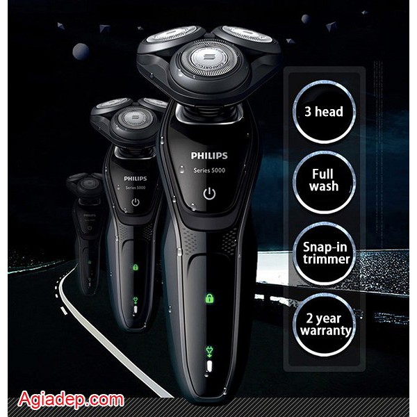Dao cạo râu Philips S5000 Siêu cao cấp thế hệ mới + Tặng kèm đầu massage mặt, xoay 360 dành cho VIP