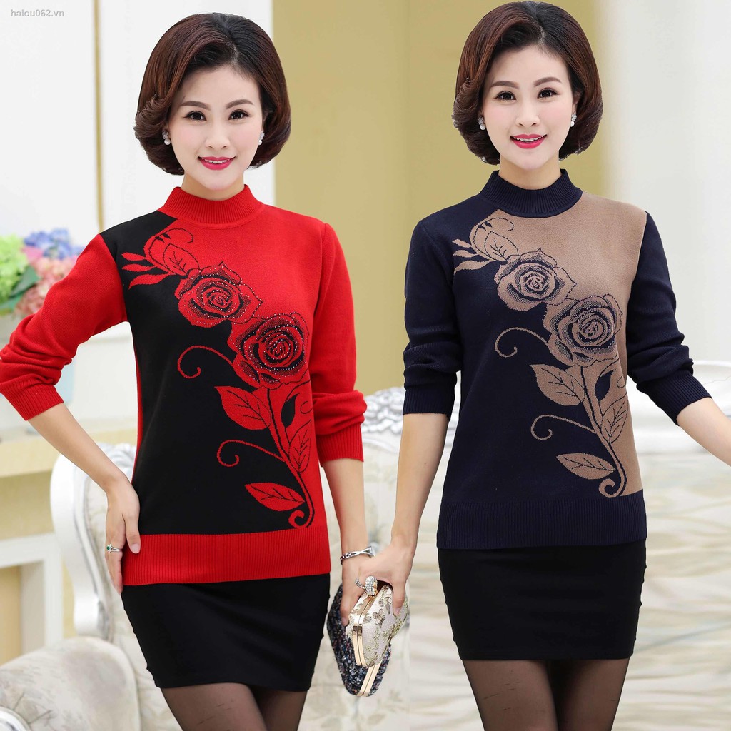 Áo len dáng rộng thời trang thu đông cho phụ nữ trung niên từ 40-50 tuổi